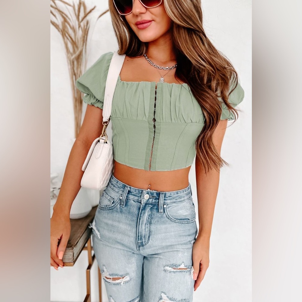 NWT HYFVE Blue Hook Front Crop Top.